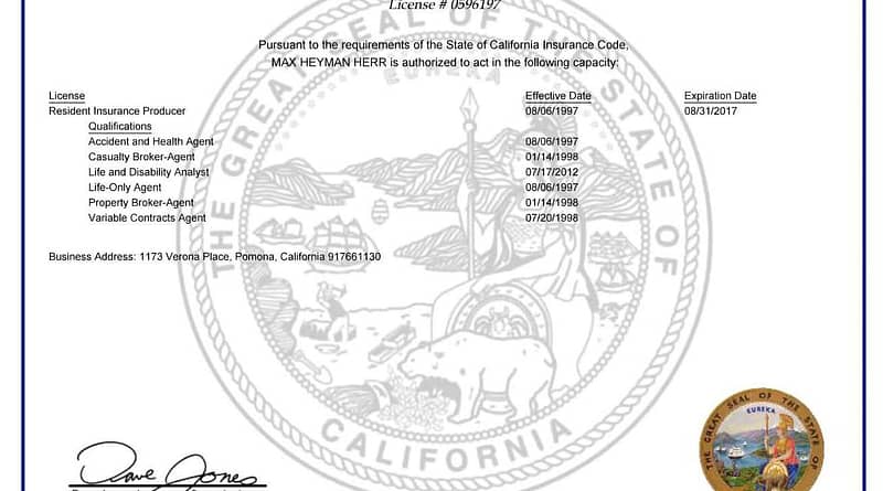 Life And Health Insurance License California