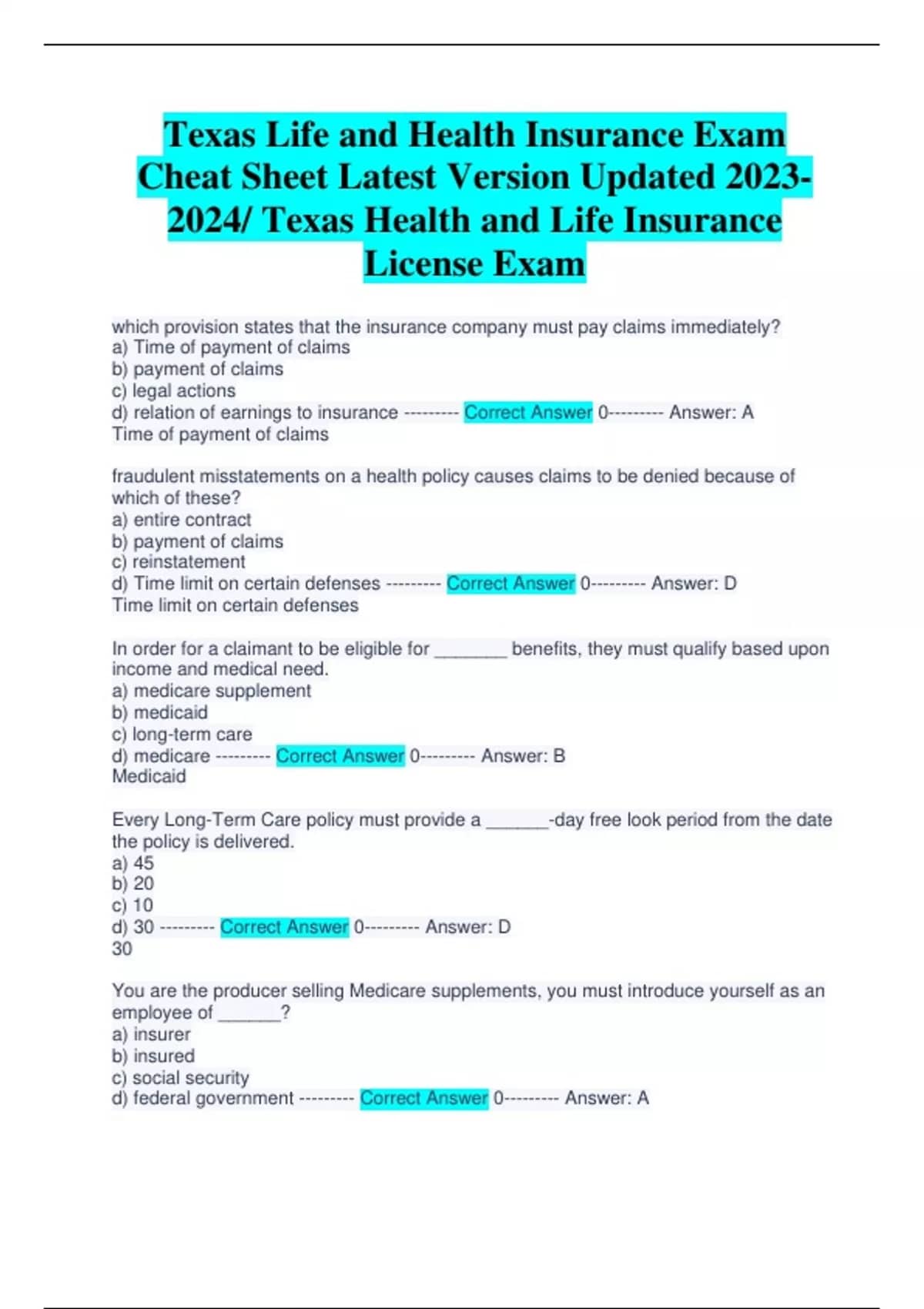 Life And Health Insurance Exam Cheat Sheet Master the Test with These